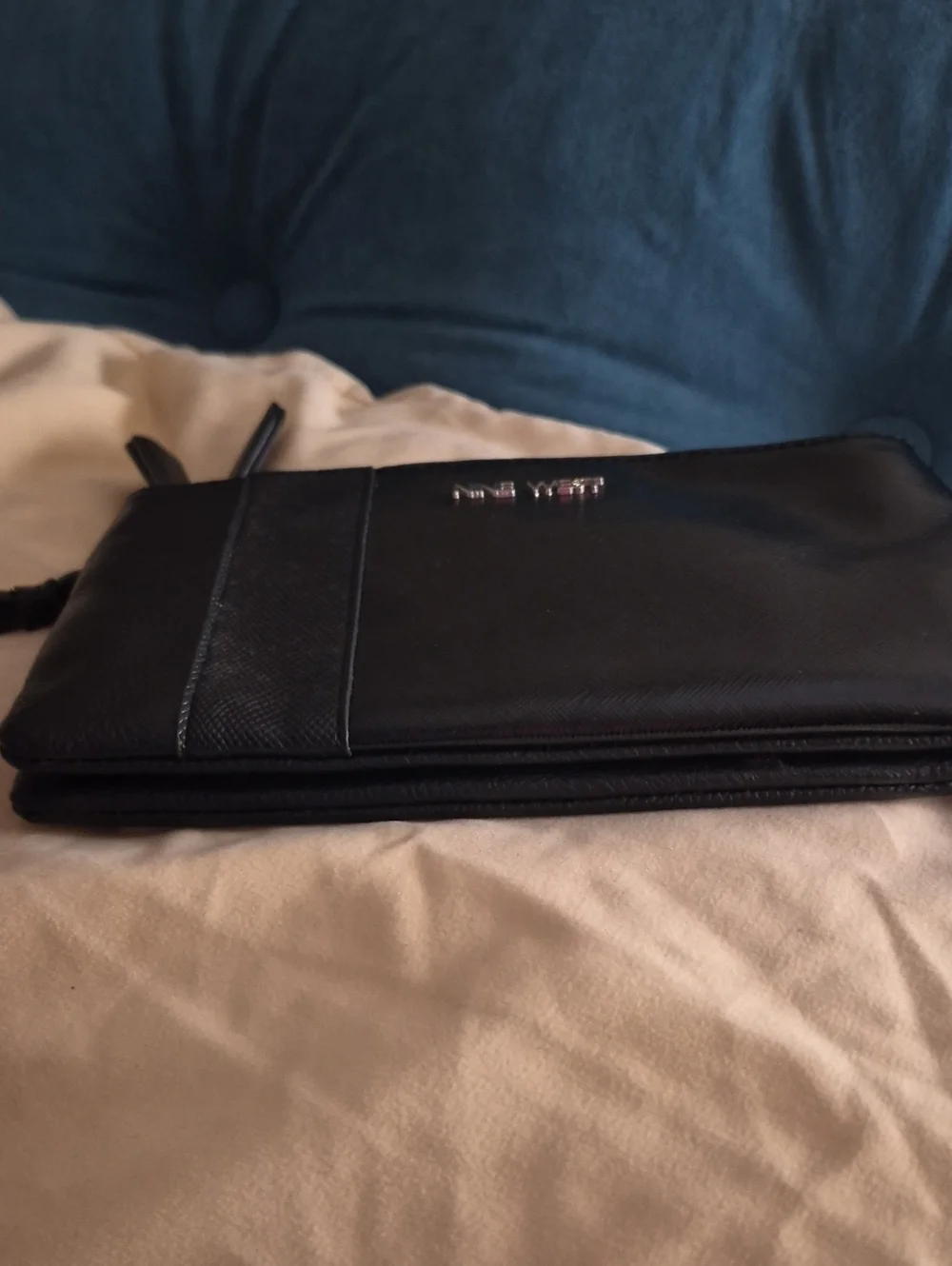 Nine West Black Faux Leather Wristlet Clutch Bag